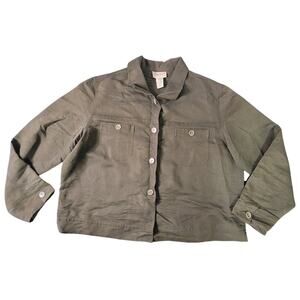 Freeport Studio Green Cropped Button Up Jacket Women's Large Boxy